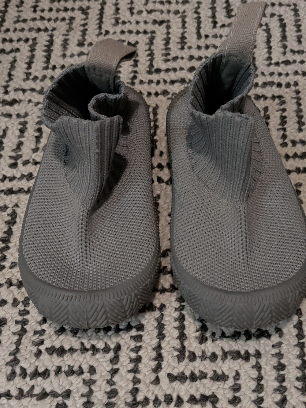 Kids Grey Knit Slip-On Sneakers with Elastic Ankle